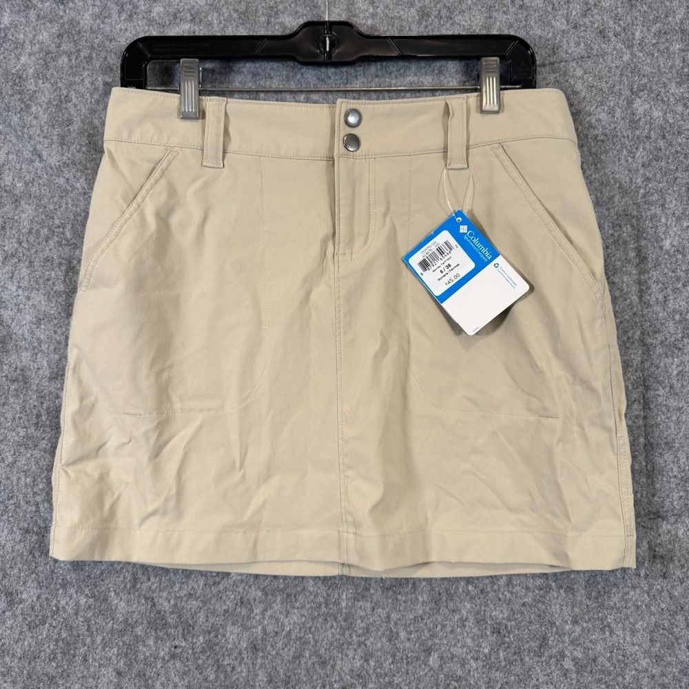 NWT Columbia Saturday‎ Trail Skirt Sz 6 Beige Nylon Hiking Omni Shield Gorpcore
